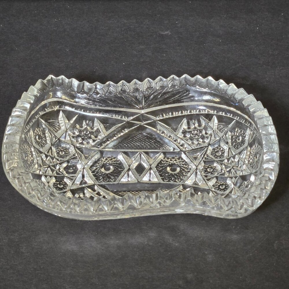 Vintage EAPG McKee Glass FENTEC Pattern Pres Cut Pickle Olive Relish Dish